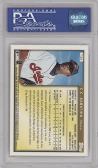 C.C. Sabathia from the 1999 Topps Traded set graded by PSA and given an overall grade of 10.