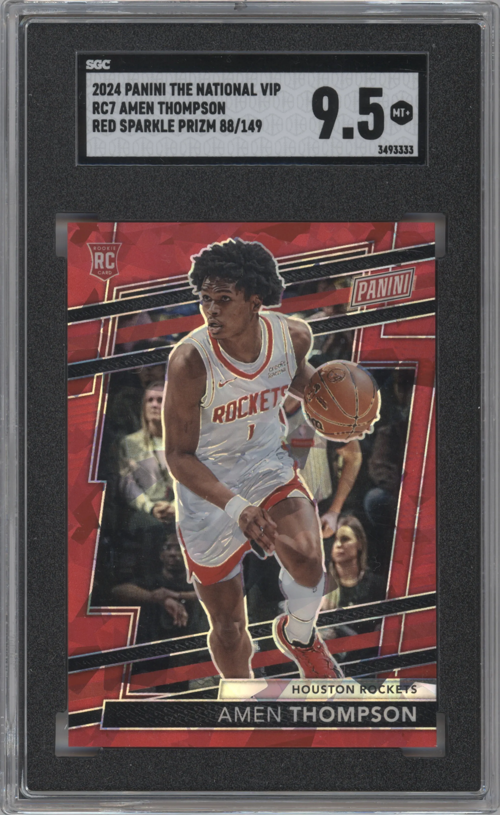 2024 Panini The National VIP Rookies Amen Thompson Red Sparkle SGC 9.5