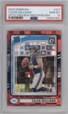 Caleb Williams from the 2024 Donruss set featuring a Red Pandora parallel graded by PSA and given an overall grade of 10.