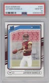Jayden Daniels from the 2024 Donruss set graded by PSA and given an overall grade of 10.