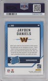 Jayden Daniels from the 2024 Donruss set graded by PSA and given an overall grade of 10.