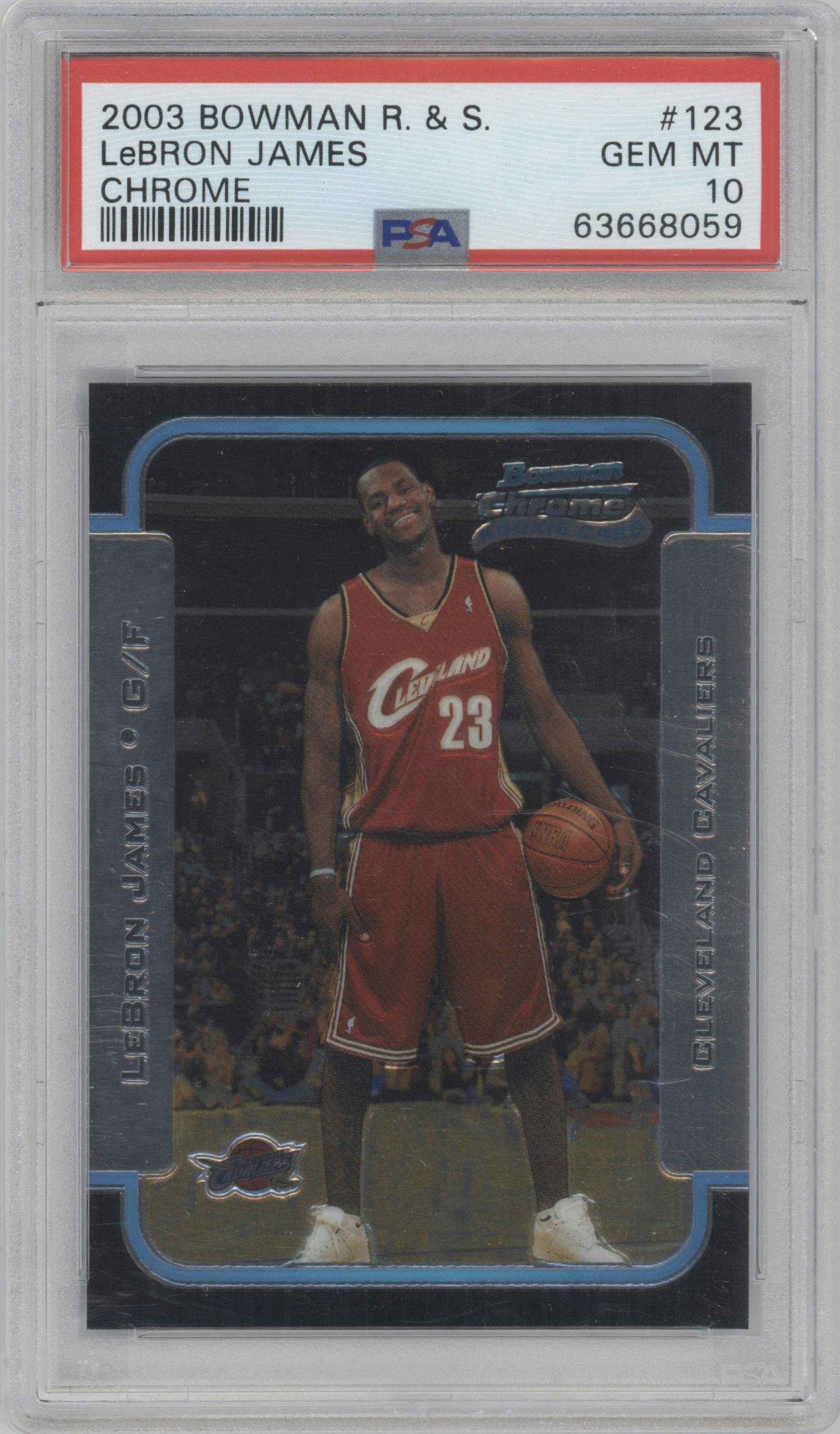 LeBron James from the 2003-04 Bowman set graded by PSA and given an overall grade of 10.