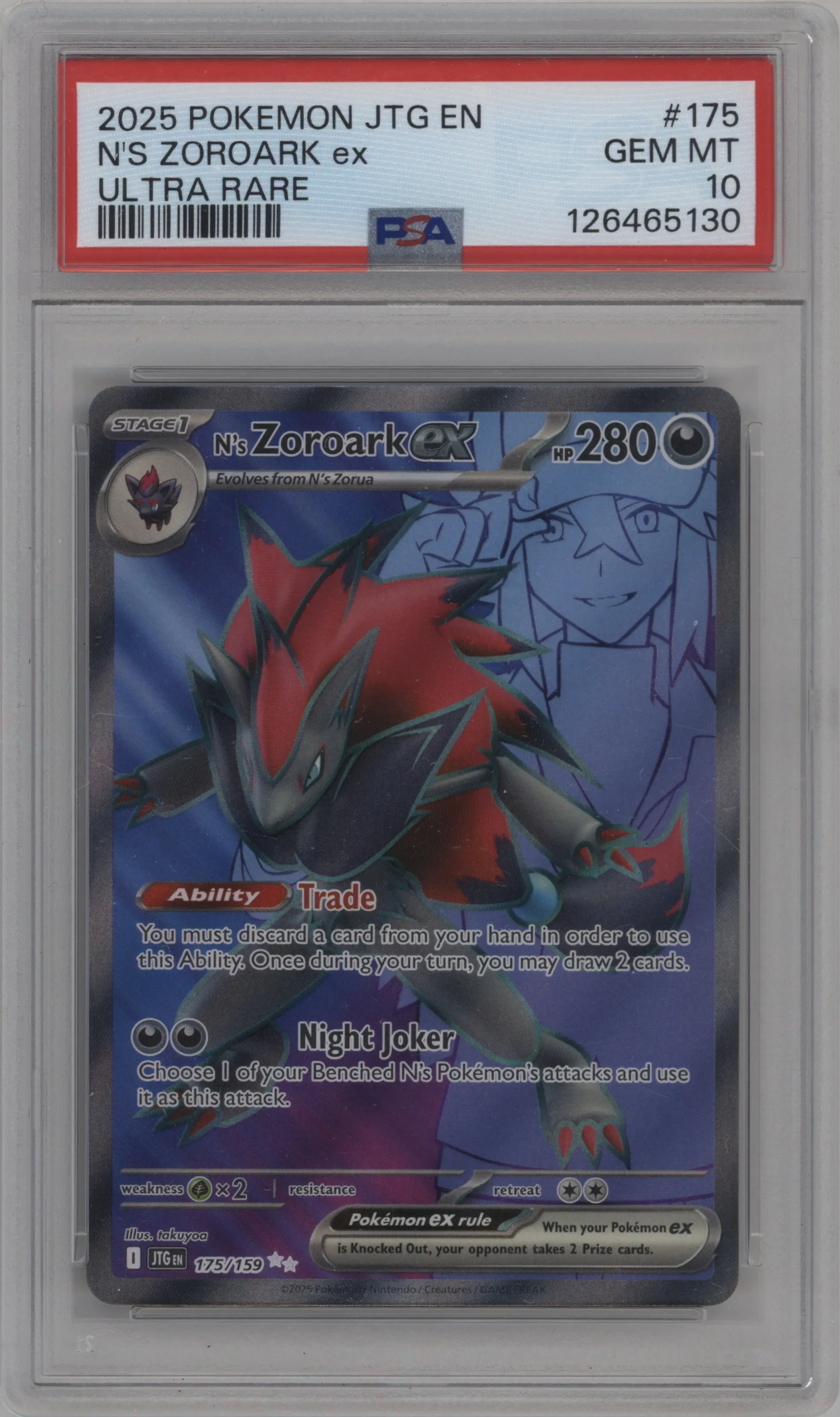 2025 Pokemon SV Journey Together N's Zoroark ex #175 PSA 10