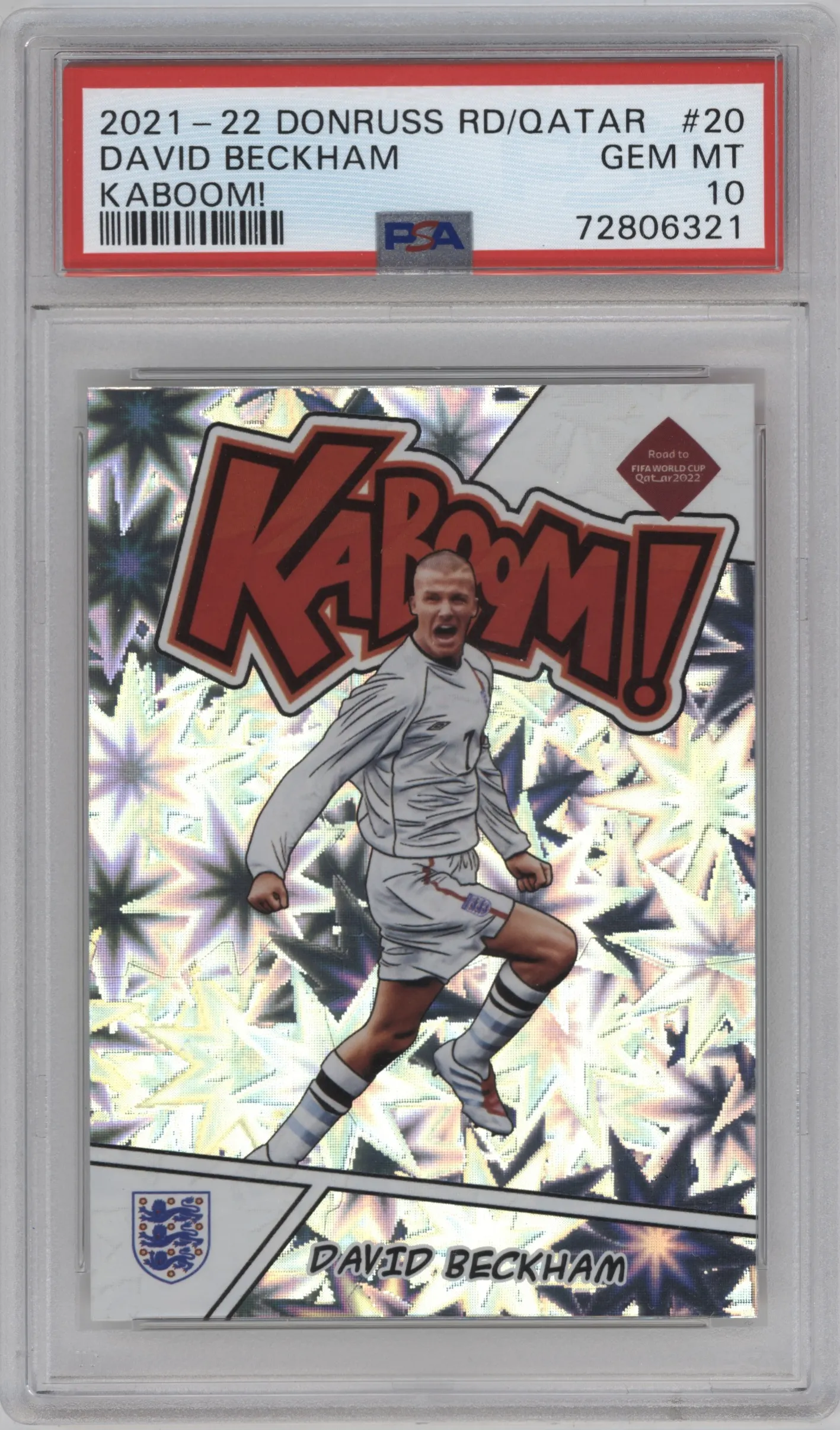2021 Panini Donruss Road to Qatar Kaboom! David Beckham #20 PSA 10