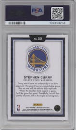 Stephen Curry from the 2023-24 Panini Obsidian set graded by PSA and given an overall grade of 9.