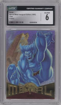 Beast from the 1995 Marvel Metal set graded by CSG and given an overall grade of 6.