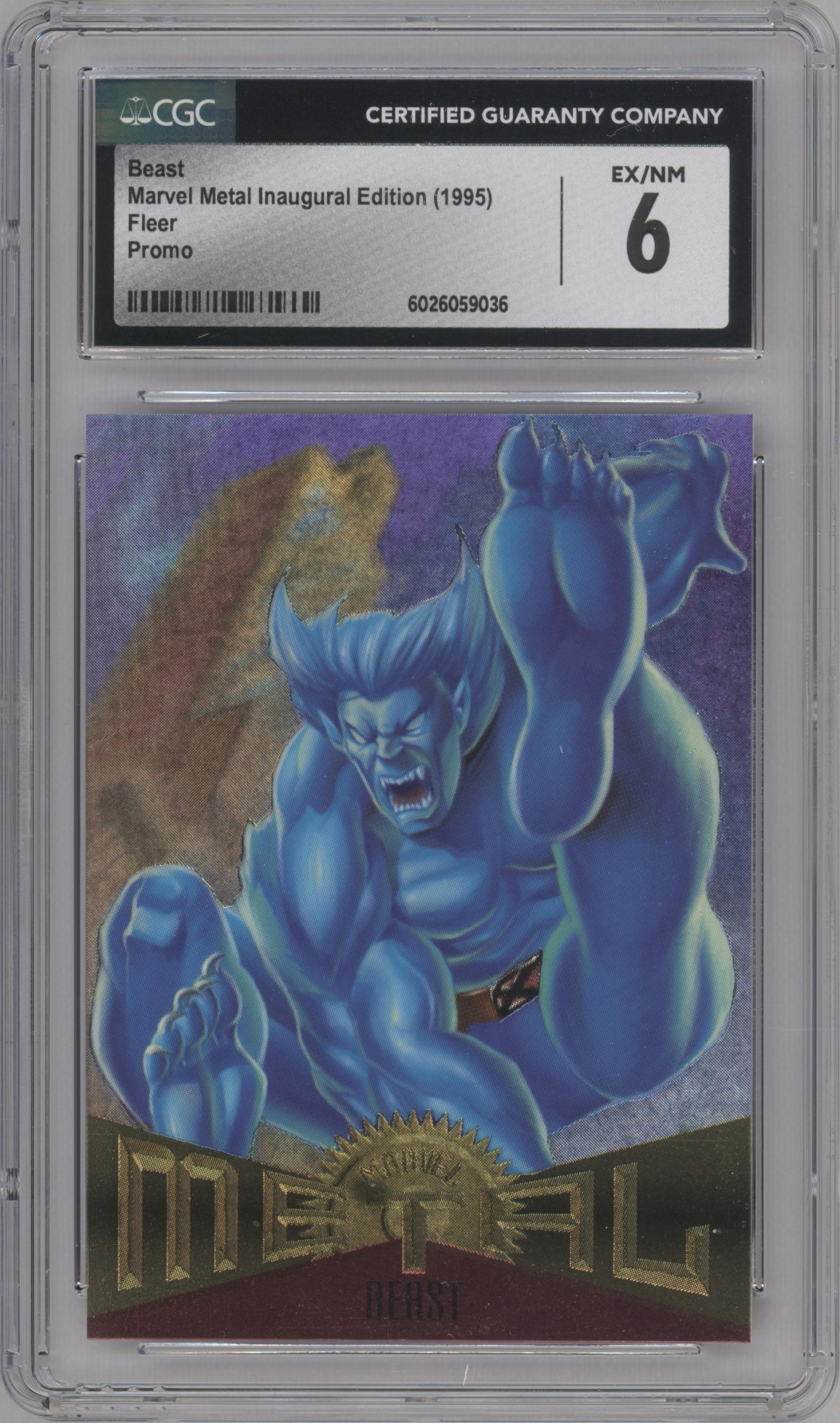 Beast from the 1995 Marvel Metal set graded by CSG and given an overall grade of 6.