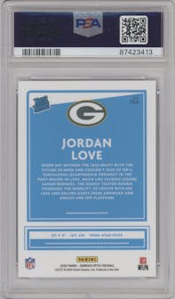 Jordan Love from the 2020 Panini Donruss Optic set graded by PSA and given an overall grade of 10.