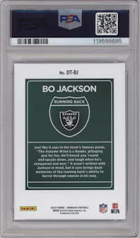 Bo Jackson from the 2022 Panini Donruss set graded by PSA and given an overall grade of 9.