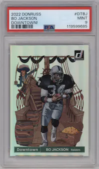 Bo Jackson from the 2022 Panini Donruss set graded by PSA and given an overall grade of 9.