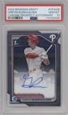 Griffin Burkholder from the 2024 Bowman Draft set graded by PSA and given an overall grade of 10.