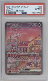 Mew EX from the 2023 Pokemon SV JPN set graded by PSA and given an overall grade of 10.