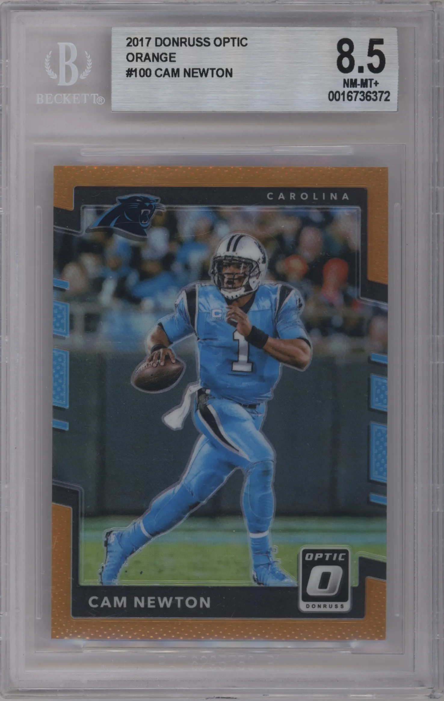 2017 Panini Donruss Optic Cam Newton Orange #100 BGS 8.5
