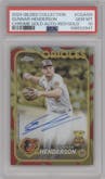 Gunnar Henderson from the 2024 Topps Gilded Collection set featuring a Red/Gold parallel graded by PSA and given an overall grade of 10.