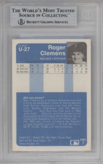 Roger Clemens from the 1984 Fleer Update set graded by Beckett and given an overall grade of 9.