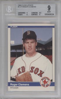 Roger Clemens from the 1984 Fleer Update set graded by Beckett and given an overall grade of 9.