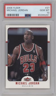 Michael Jordan from the 2006-07 Fleer set graded by PSA and given an overall grade of 10.