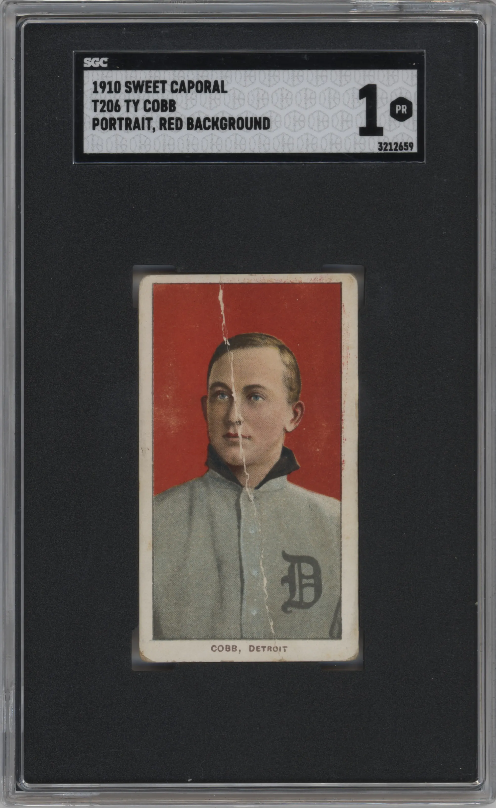 1909 T206 Sweet Caporal 350 Ty Cobb Red Background SGC 1
