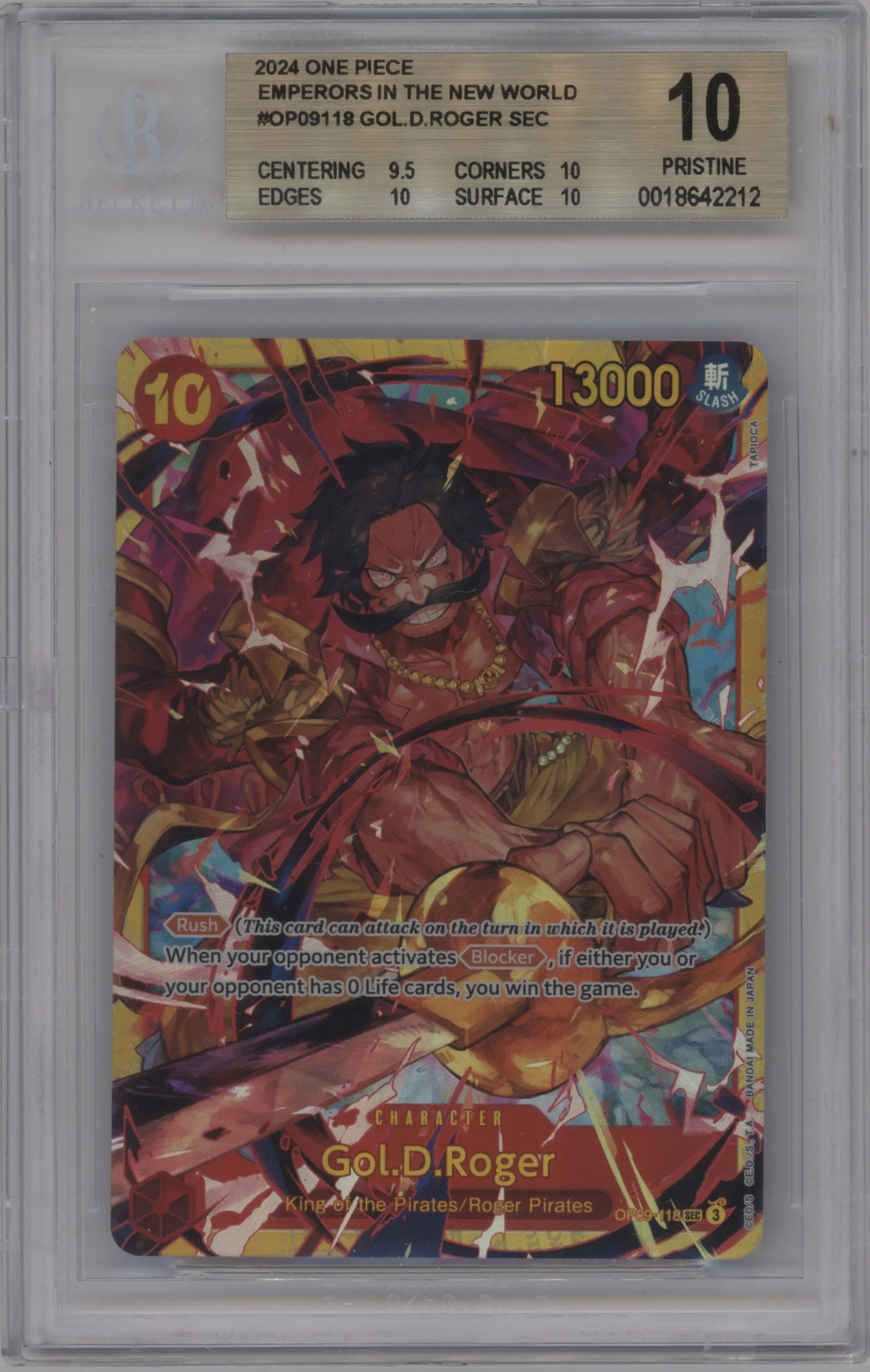 2024 One Piece Emperors in the New World Gol.D.Roger SEC #OP09-118 SEC BGS 10