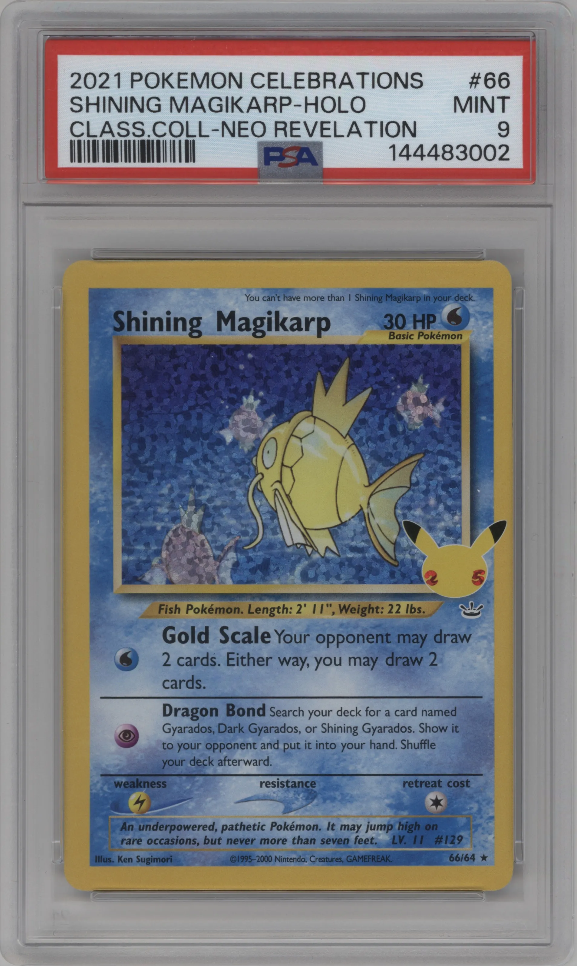 2021 Pokemon SWSH Celebrations CC Shining Magikarp Neo Revelation #66 PSA 9