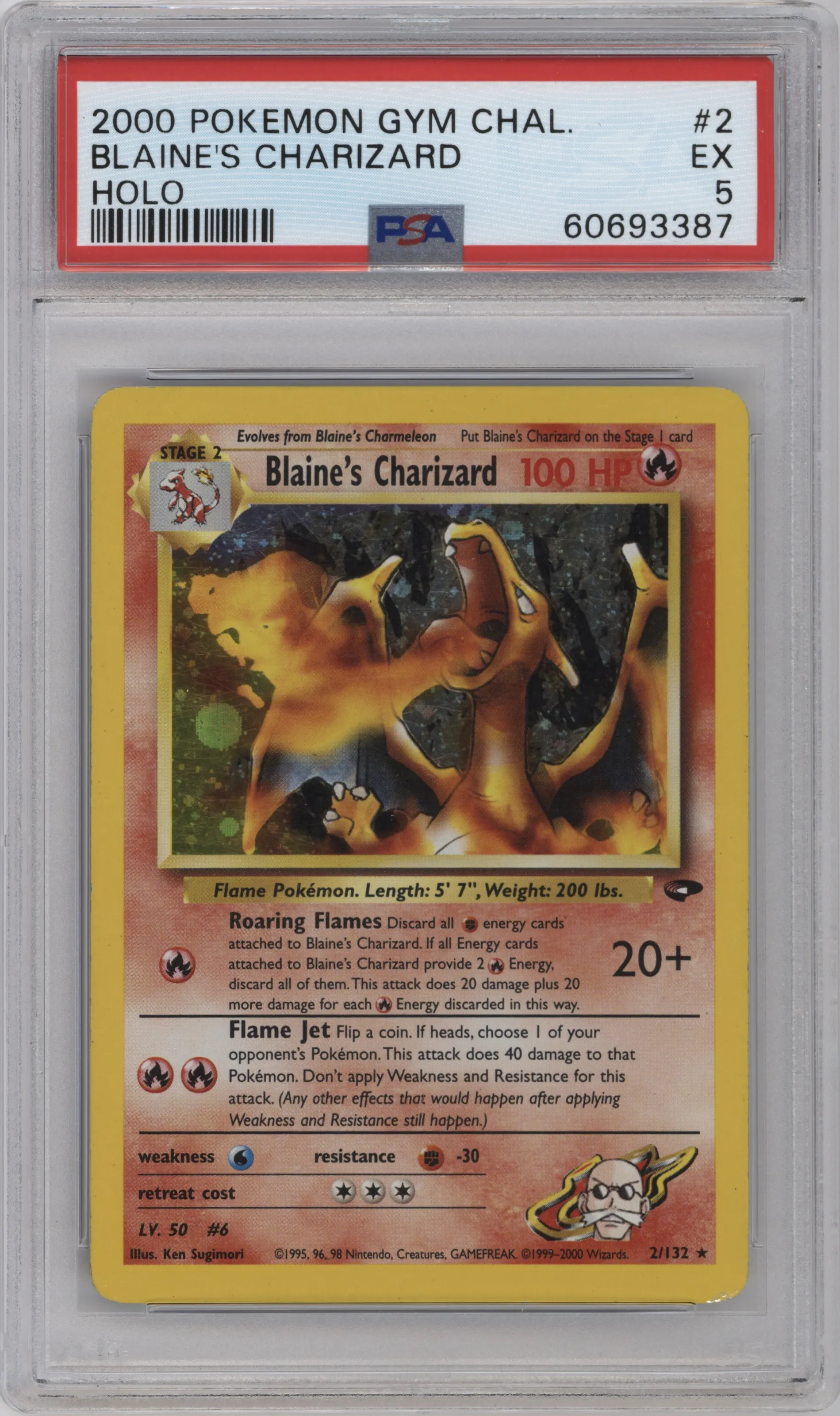 2000 Pokemon GH Gym Challenge Blaine's Charizard #2 PSA 5