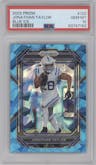 Jonathan Taylor from the 2022 Panini Prizm set featuring a Blue Ice parallel graded by PSA and given an overall grade of 10.