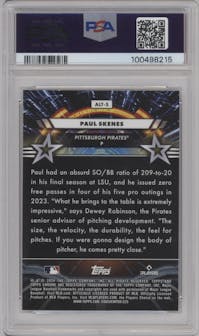 Paul Skenes from the 2024 Topps Cosmic Chrome set graded by PSA and given an overall grade of 10.