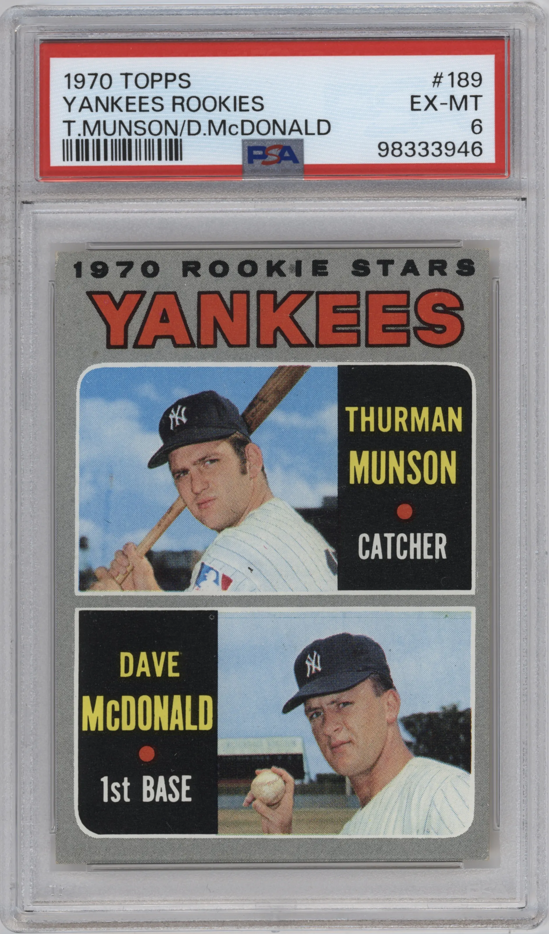 1970 Topps Thurman Munson/Dave McDonald PSA 6