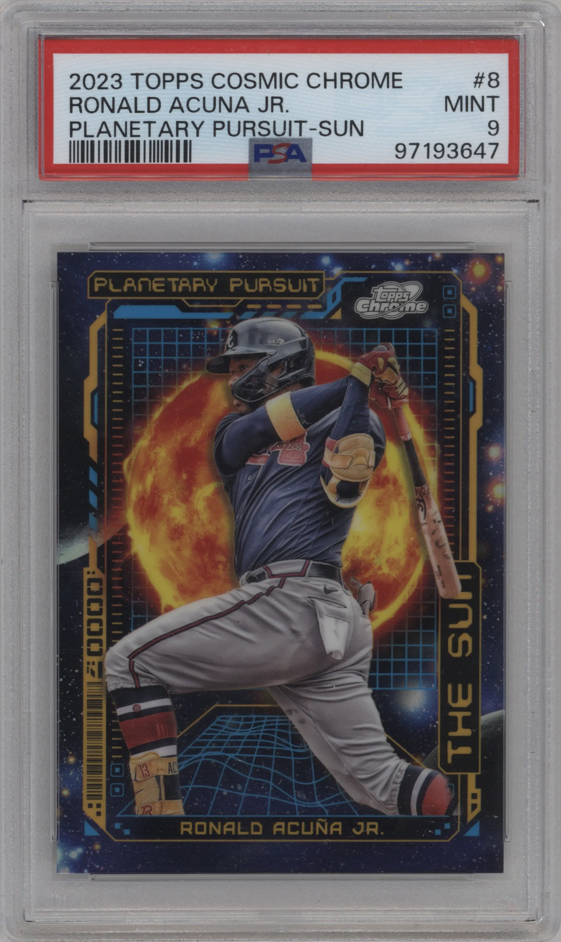 2023 Topps Cosmic Chrome Planetary Pursuit Sun Ronald Acuna Jr. PSA 9