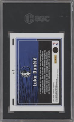 Luka Doncic  from the 2023-24 Panini Donruss set graded by SGC and given an overall grade of 9.5.