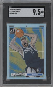 Luka Doncic  from the 2023-24 Panini Donruss set graded by SGC and given an overall grade of 9.5.