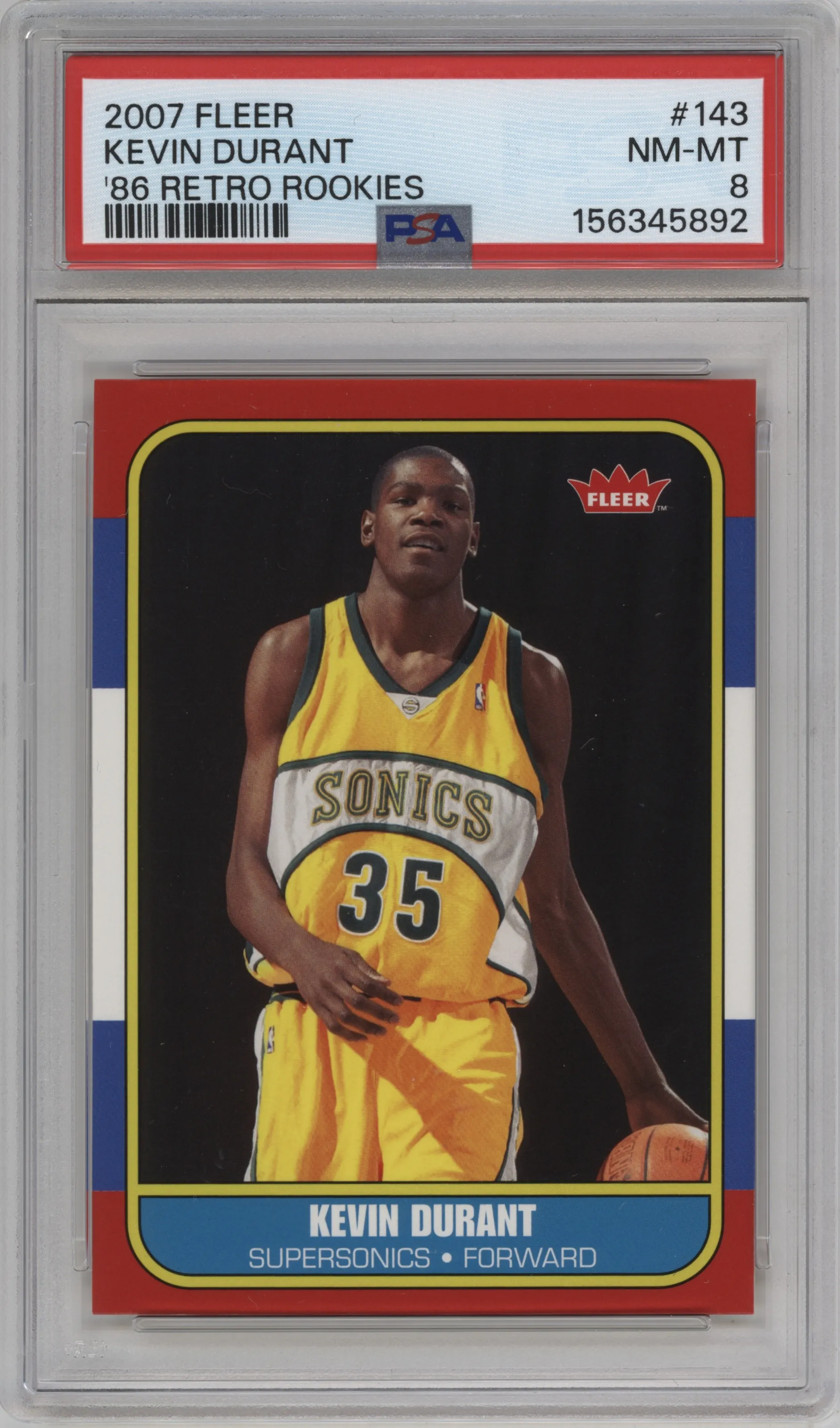 2007 Fleer 1986-87 Retro Rookies Kevin Durant PSA 8