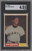 Juan Marichal from the 1961 Topps set graded by SGC and given an overall grade of 4.5.