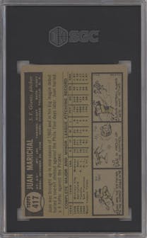 Juan Marichal from the 1961 Topps set graded by SGC and given an overall grade of 4.5.