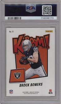 Brock Bowers from the 2024 Panini Absolute set graded by PSA and given an overall grade of 10.
