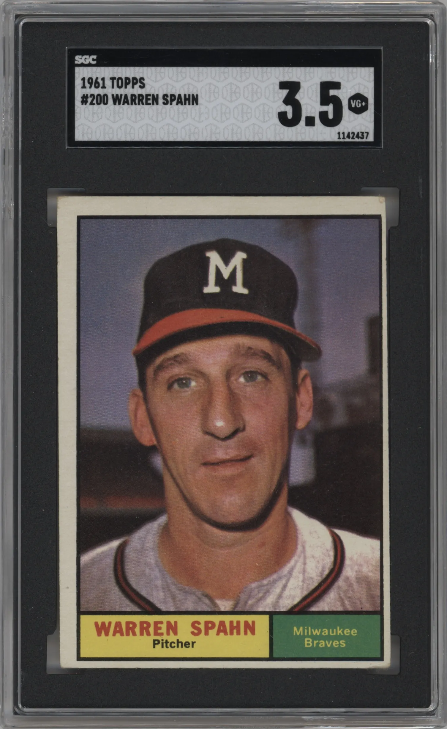 1961 Topps Warren Spahn SGC VERY GOOD+ 3.5 SGC 3.5