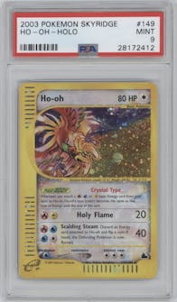 Ho-oh from the 2003 Pokemon E-CARD set graded by PSA and given an overall grade of 9.