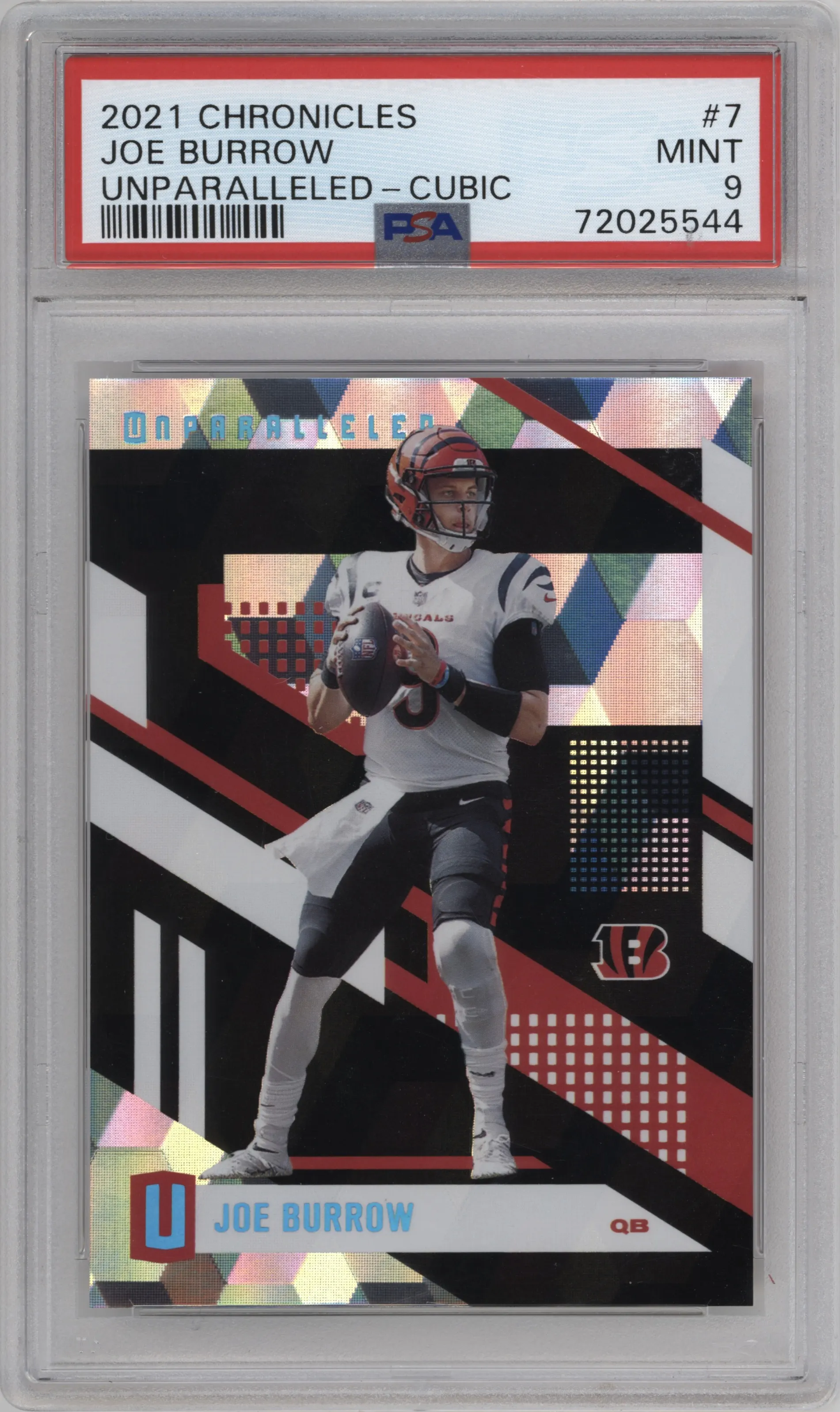 2021 Panini Chronicles Unparalleled Joe Burrow Cubic PSA 9