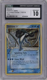 Suicune Gold Star from the 2005 Pokemon EX set graded by CSG and given an overall grade of 10.