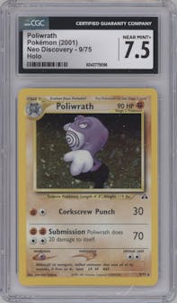 Poliwrath from the 2001 Pokemon Neo Genesis set graded by CSG and given an overall grade of 7.5.