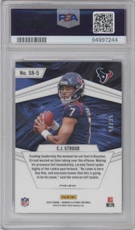 C.J. Stroud from the 2023 Panini Rookies & Stars set featuring a Pandora parallel graded by PSA and given an overall grade of 10.