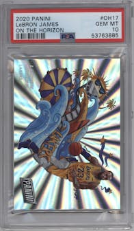 LeBron James from the 2020 Panini On the Horizon Multi-Sport Panini Rewards set graded by PSA and given an overall grade of 10.