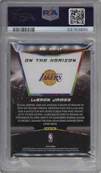 LeBron James from the 2020 Panini On the Horizon Multi-Sport Panini Rewards set graded by PSA and given an overall grade of 10.