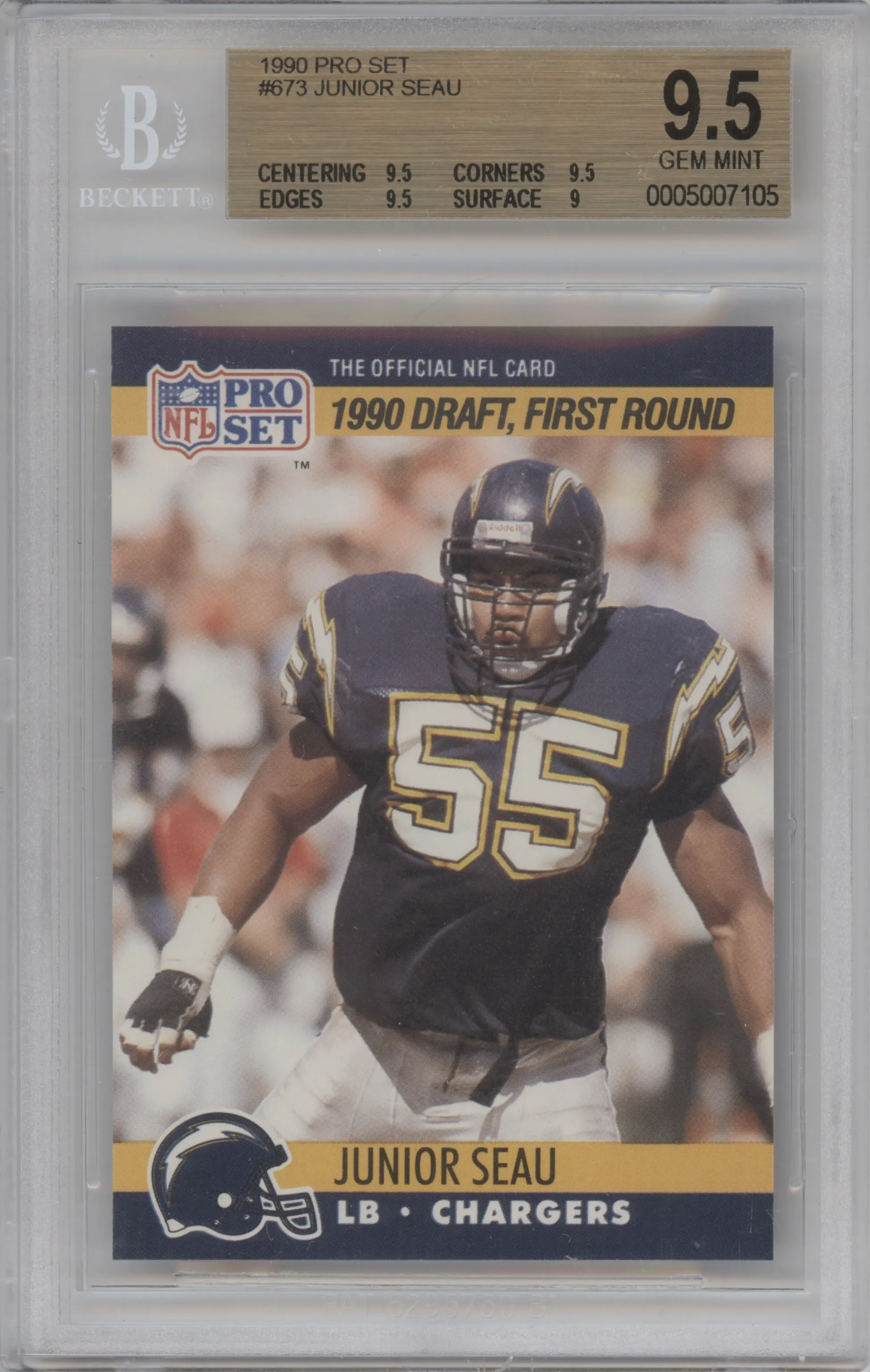 1990 Pro Set Junior Seau BGS 9.5