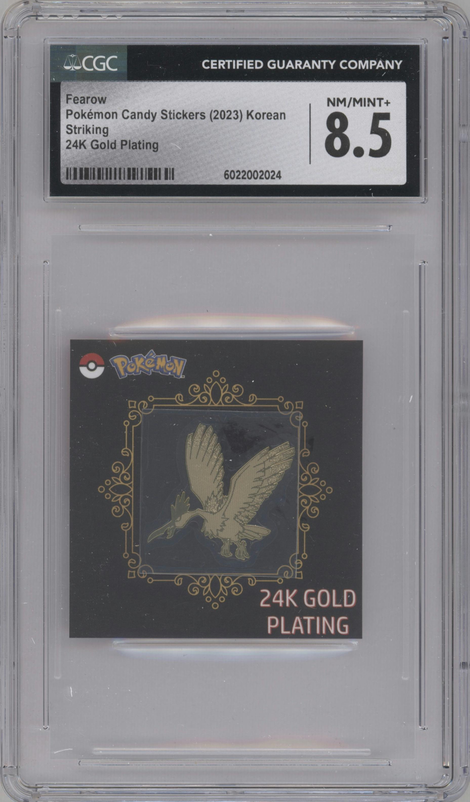 Fearow from the 2023 Pokemon Candy Stickers set graded by CSG and given an overall grade of 8.5.