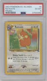 Raticate from the 2001 Pokemon Neo Genesis set graded by PSA and given an overall grade of 6.