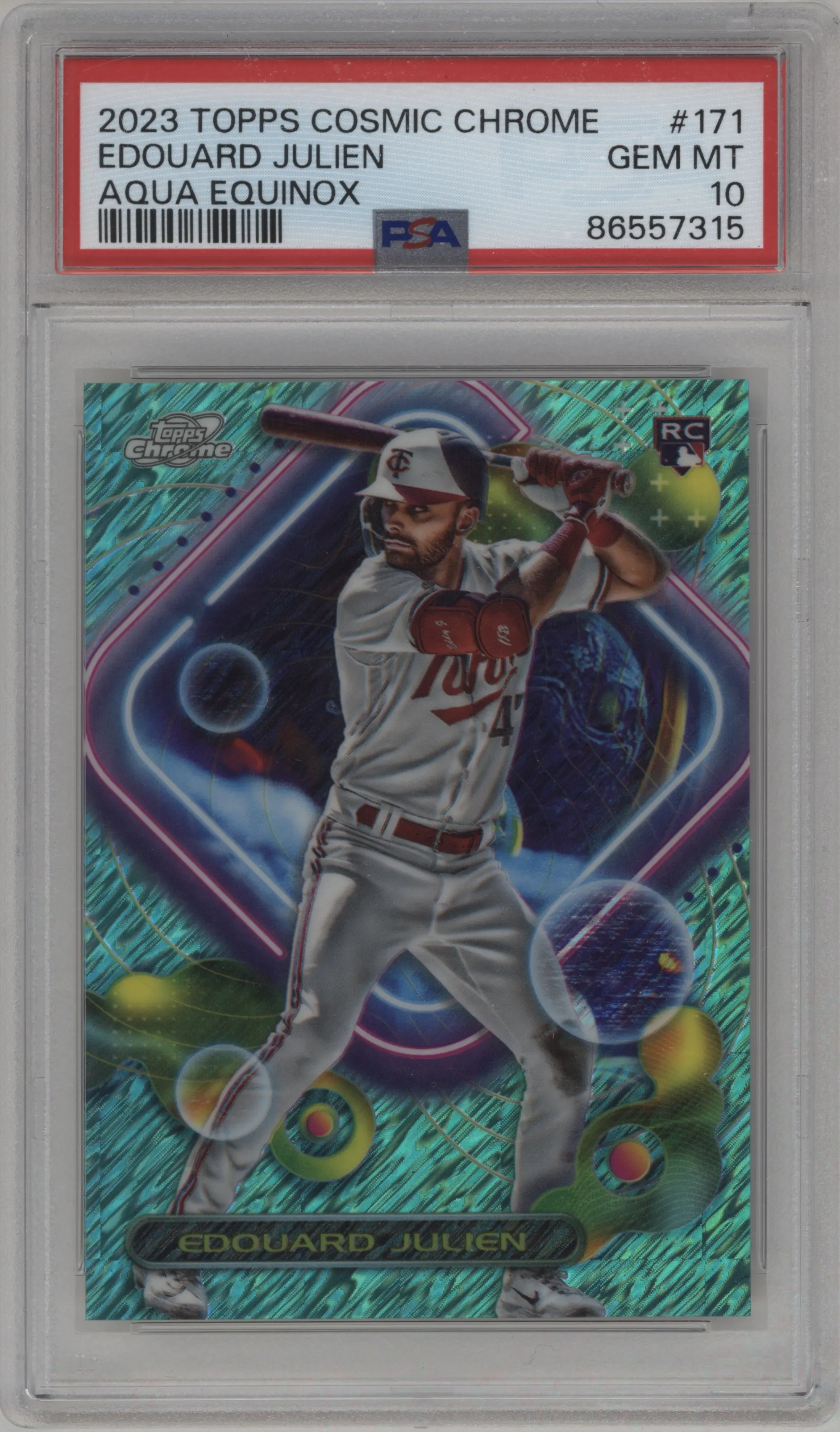 2023 Topps Cosmic Chrome Edouard Julien Aqua Equinox Refractor #171 PSA 10
