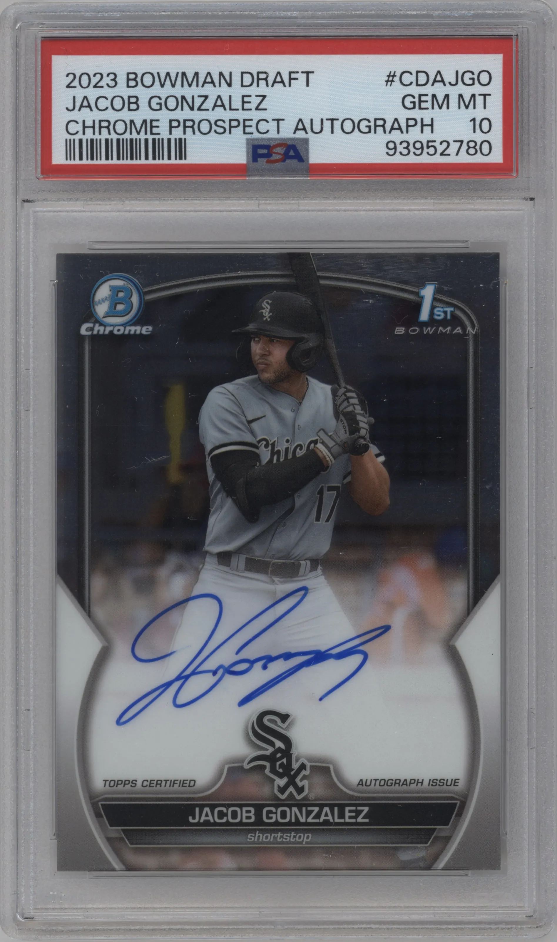 2023 Bowman Draft Chr.Pros.Auto Jacob Gonzalez PSA 10