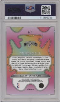 Stephon Castle from the 2024-25 Panini Prizm set graded by PSA and given an overall grade of 10.