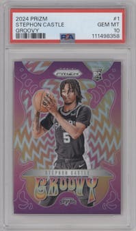 Stephon Castle from the 2024-25 Panini Prizm set graded by PSA and given an overall grade of 10.